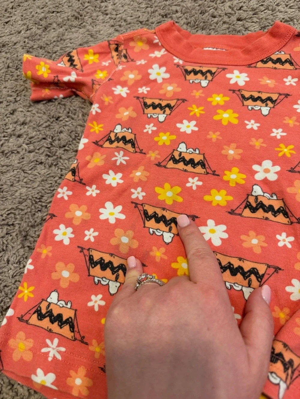 hanna Andersson Snoopy Peanuts Orange Short Sleeve Pajama Set